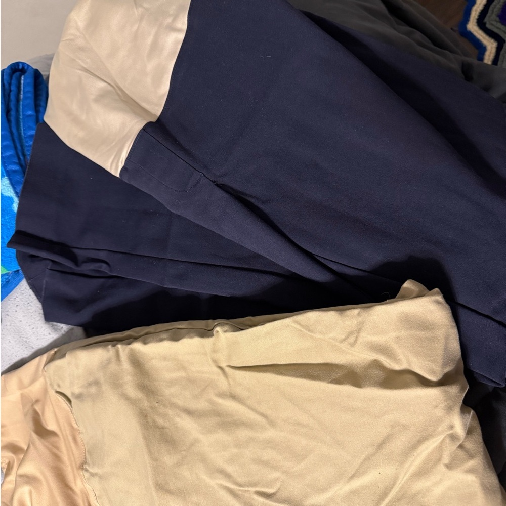 Navy and Beige Maternity Slacks Ankle Length